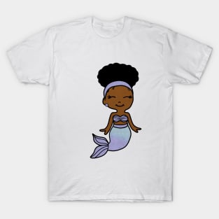Cute Afro Girl Black Mermaid T-Shirt
